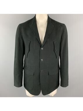 BELVEST Size 42 Black Cotton / Elastane Notch Lapel Patch Pockets Jacket